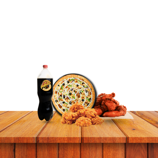 Deal 3 # 1 Large Pizza (SPF) + 10 Fried Wings + 10 Hot Wings + 1.5 litr Drink